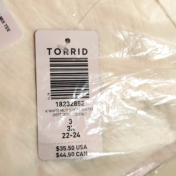 ❤️NWT VINTAGE TORRID TEE - PASTEL STRIPES - WHITE CLIP DOT BABYDOLL DOLMAN - 3X - Picture 6 of 9